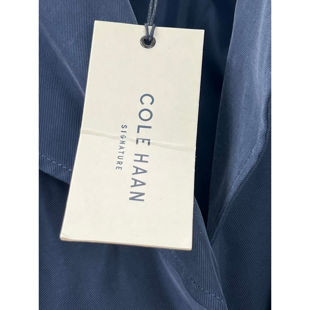Cole Haan Women's Drapey Mid-Length Belted Trench Coat Navy Blue Size S NWT - Picture 8 of 11